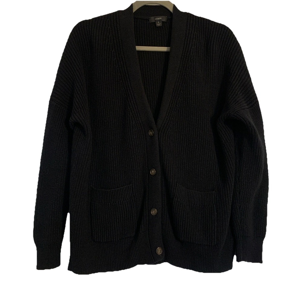 J.Crew Cardigan Sweater Women S Black Button Front V-Neck Cashmere Blend Preppy - Picture 4 of 13